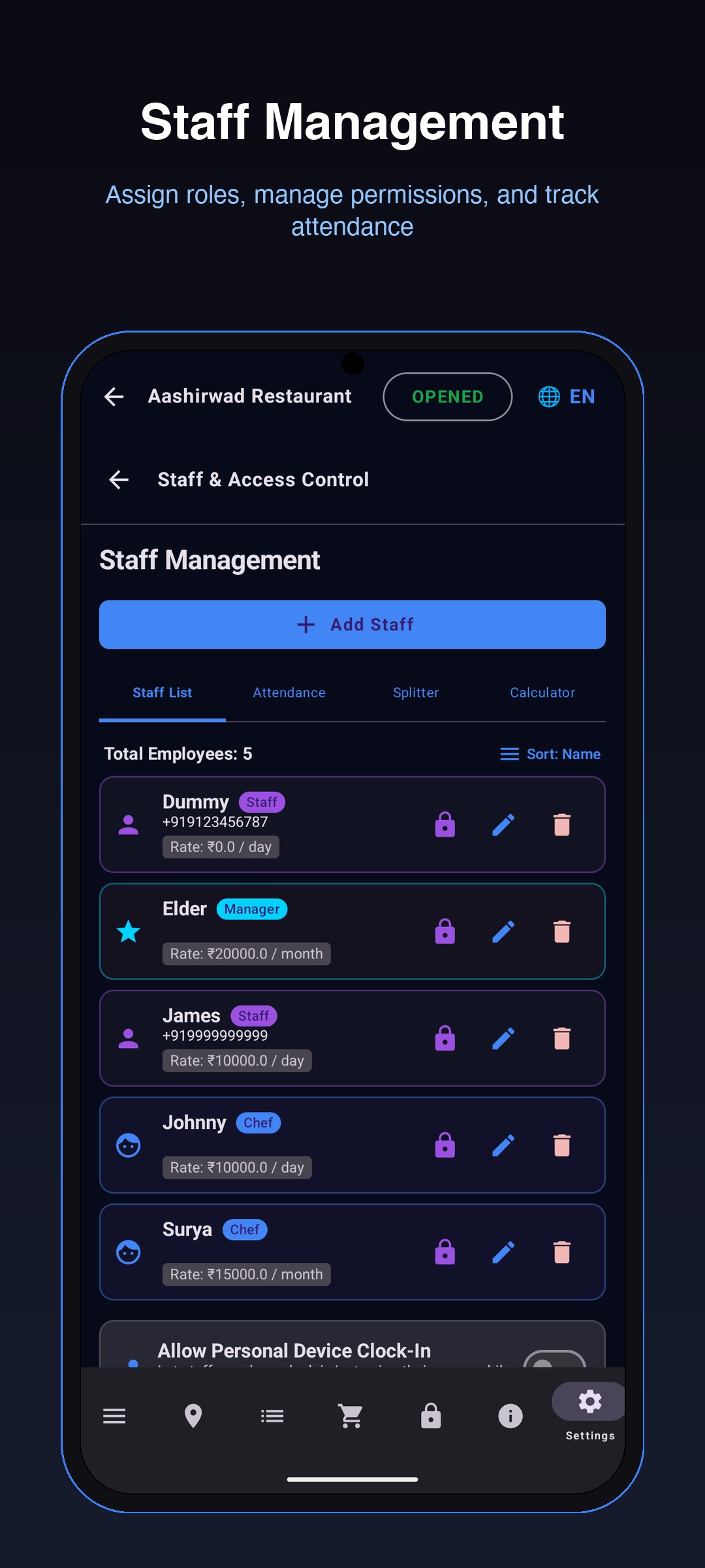 Staff & Role Management