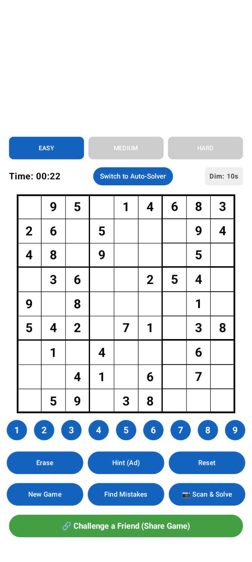 Sudoku Challenge App Screen